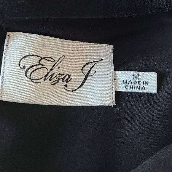 ELIZA J EMBELLISHED NECK- BLACK SHEATH SLEEVELESS DRESS - SIZE 14 - Picture 3 of 16